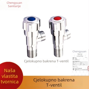 Medenasti trokutasti ventil s jezgrom ventila, 1,6 MPa, ručna ugradnja, 125 g