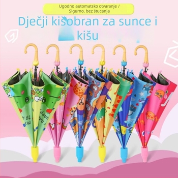 Dječji kišobran s sigurnošću protiv odbijanja za osnovnu školu, kiša ili sunce, 8 čeličnih rebara, UPF50+, ručno otvaranje, automatsko zatvaranje