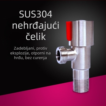 304 nehrđajući čelik kutni ventil za toplu i hladnu vodu, zidni ugradbeni, model 618838, radni tlak 0-0.8, univerzalno za umivaonik, kuhinju, WC, tuš i kadu