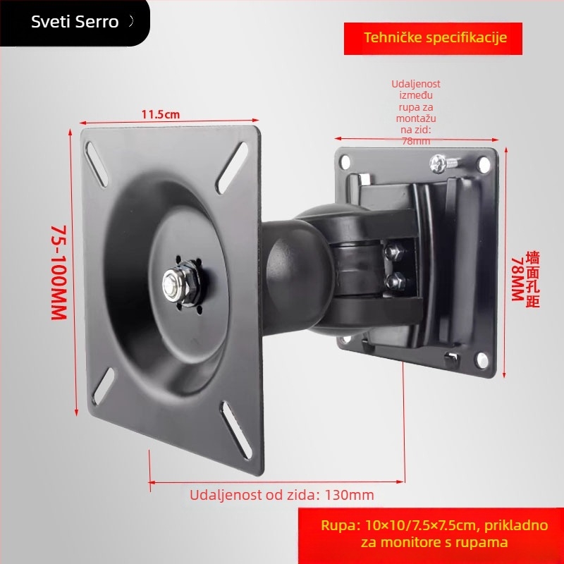 Stalak za monitor QM10 — potpuno metalni, rotirajući, s horizontalnom i vertikalnom rotacijom