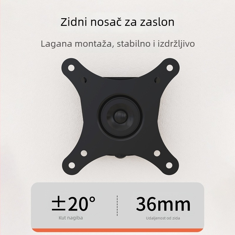 Držač monitora za zidnu montažu – kompaktan i izdržljiv, rotirajući i podesivi; Materijal: hladno valjana čelika; Model: D13F; Težina: 2000 g