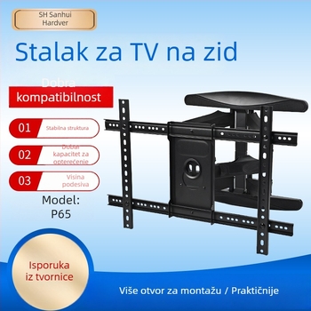Univerzalni zidni nosač za televizor, okretni teleskopski ram, proširivi, od hladno valjanog čelika