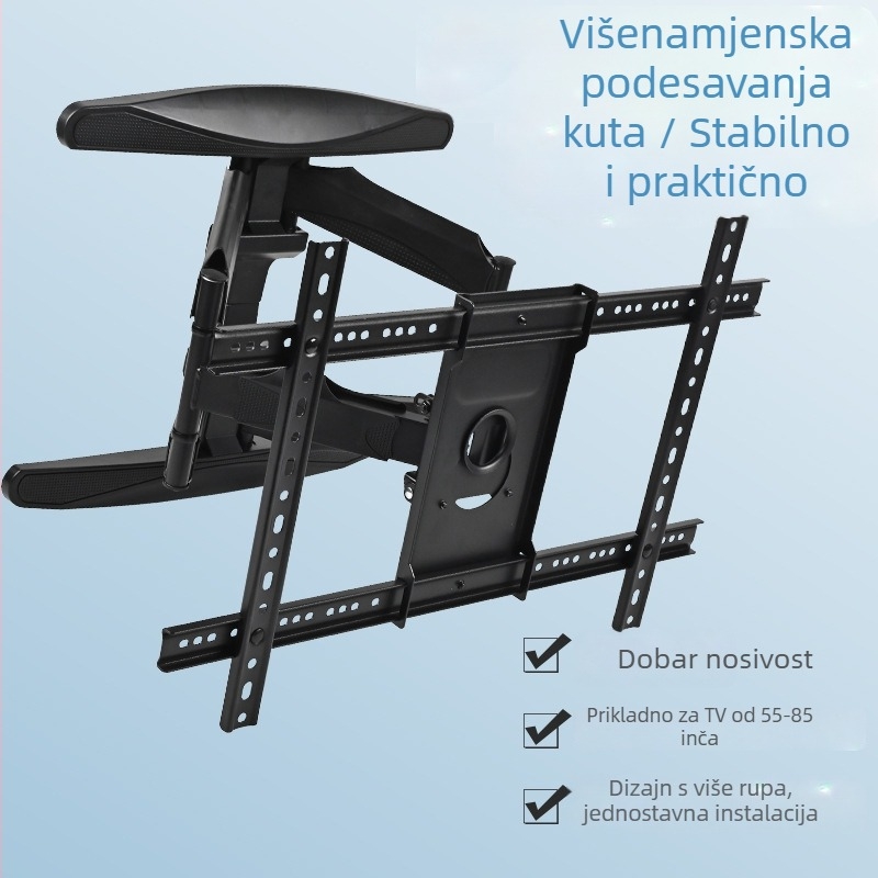 Univerzalni zidni nosač za televizor, okretni teleskopski ram, proširivi, od hladno valjanog čelika