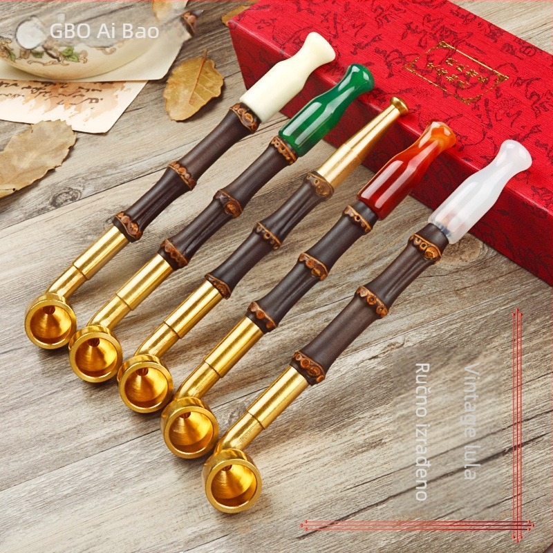 Aibo vintage ručno izrađena lula set — metalna lula, marka Aibo, tradicionalni kineski stil