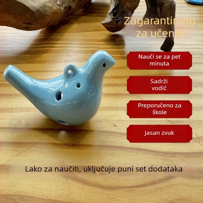 Beidi keramička ocarina, 6 rupa, s užetom i glazbom, kartonsko pakiranje