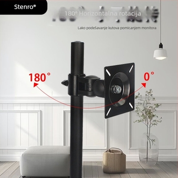 Monitor držač T02 – univerzalni stolni nosač za stolno računalo, 360° rotirajuća baza, horizontalni/vertikalni zaslon, materijal: hladno valjani čelik