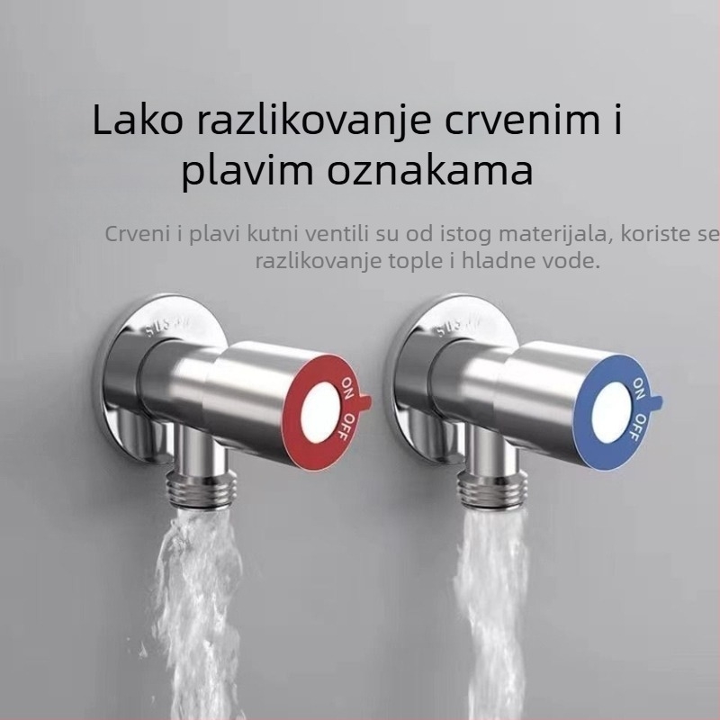 Kutni ventil od 304 nehrđajućeg čelika, navojni spoj, 20 mm priključak, radni tlak 0.8, pogodan za vodovodnu slavinu