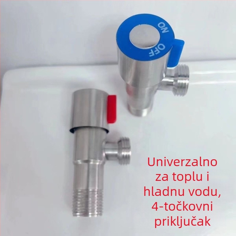 Kutni ventil od 304 nehrđajućeg čelika, navojni spoj, 20 mm priključak, radni tlak 0.8, pogodan za vodovodnu slavinu