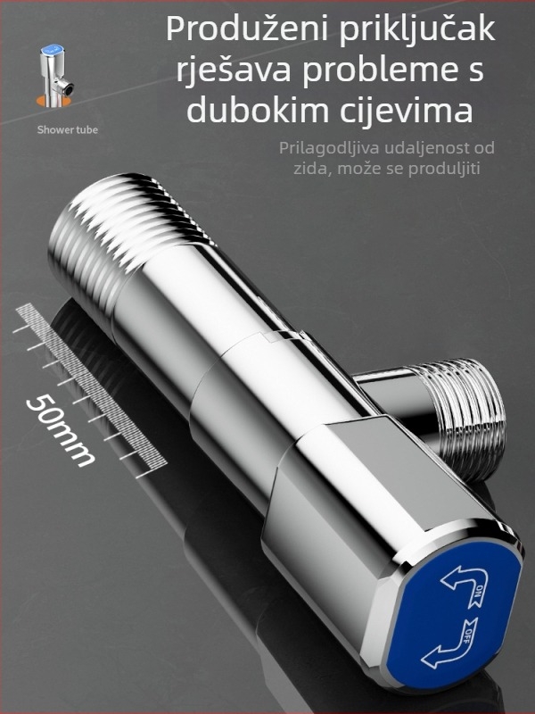 Bakreni trokutasti ventil za bojler s učvršćenim produženim spojem i ventilom u obliku osmerokuta