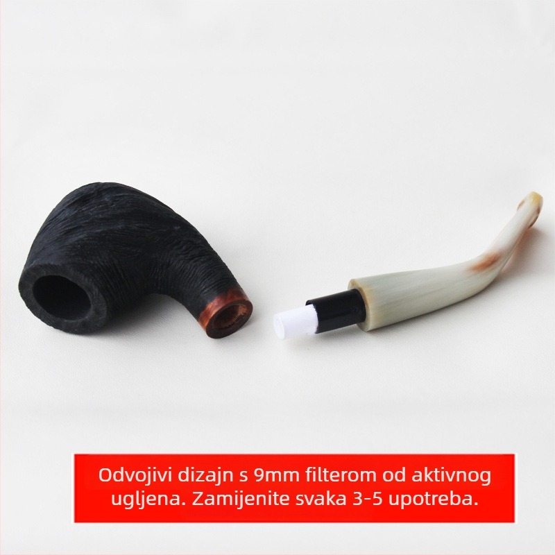 Fajka od drveta i roga, ravni dizajn; bez obrade; bez prilagodbe; nije uvezeno