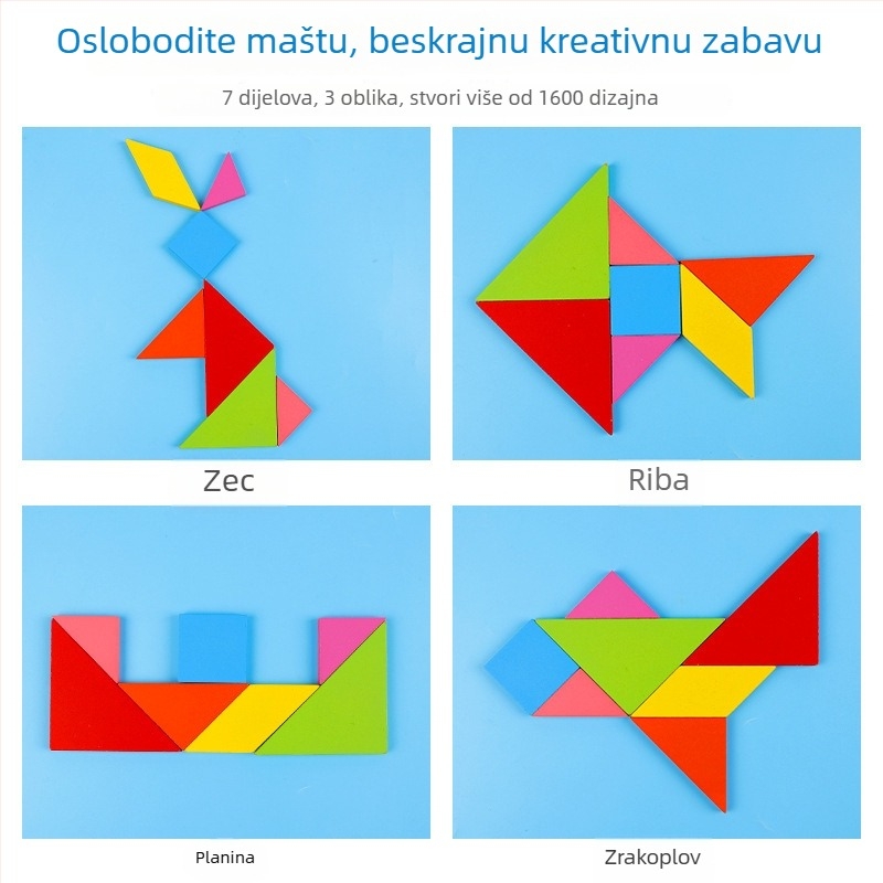 Dreveni 3D puzzle za djecu, uzrast 4–6 godina, pakirano u PP kutiju