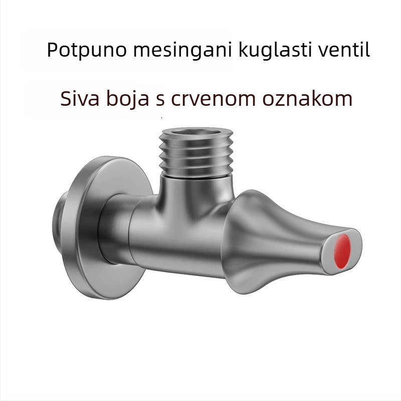 Bakreni kuglični ventil za bojler, veliki protok, navojni priključak, toplu i hladnu vodu, tuš sustav