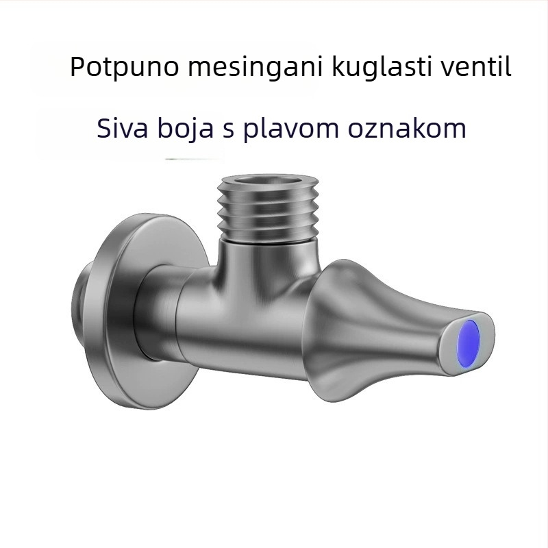 Bakreni kuglični ventil za bojler, veliki protok, navojni priključak, toplu i hladnu vodu, tuš sustav