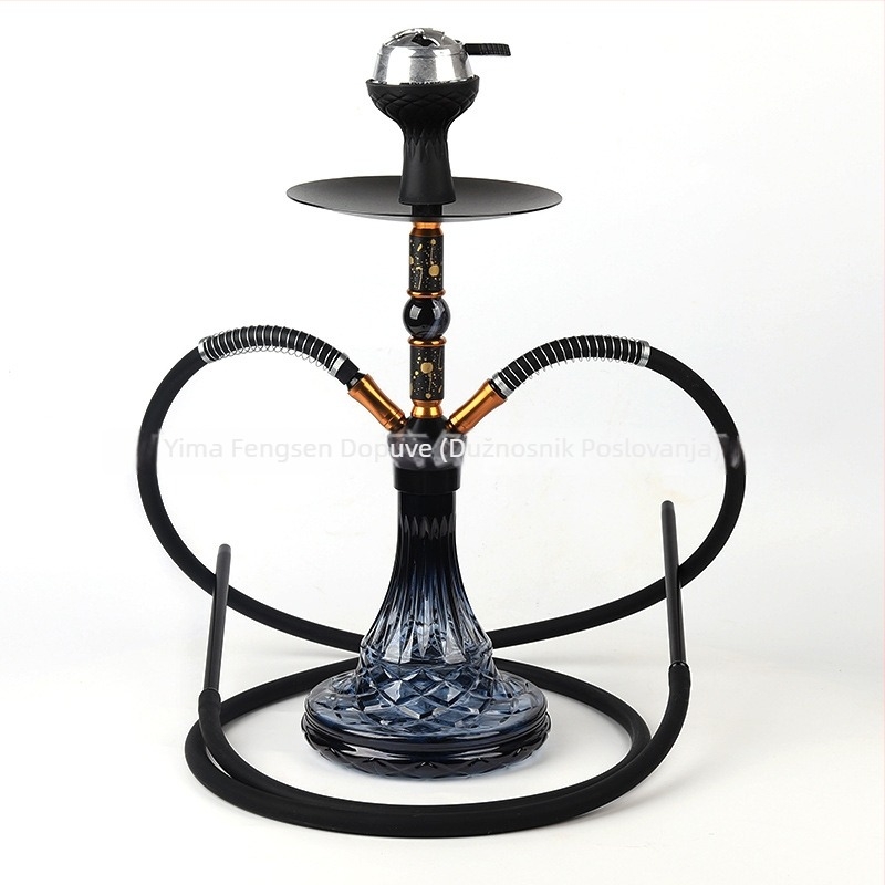 Hookah – set vodene cijevi s dvostrukom cijevi – aluminijsko tijelo – moderni minimalistički stil – međunarodna ekskluzivna opskrba – tisk logotipa