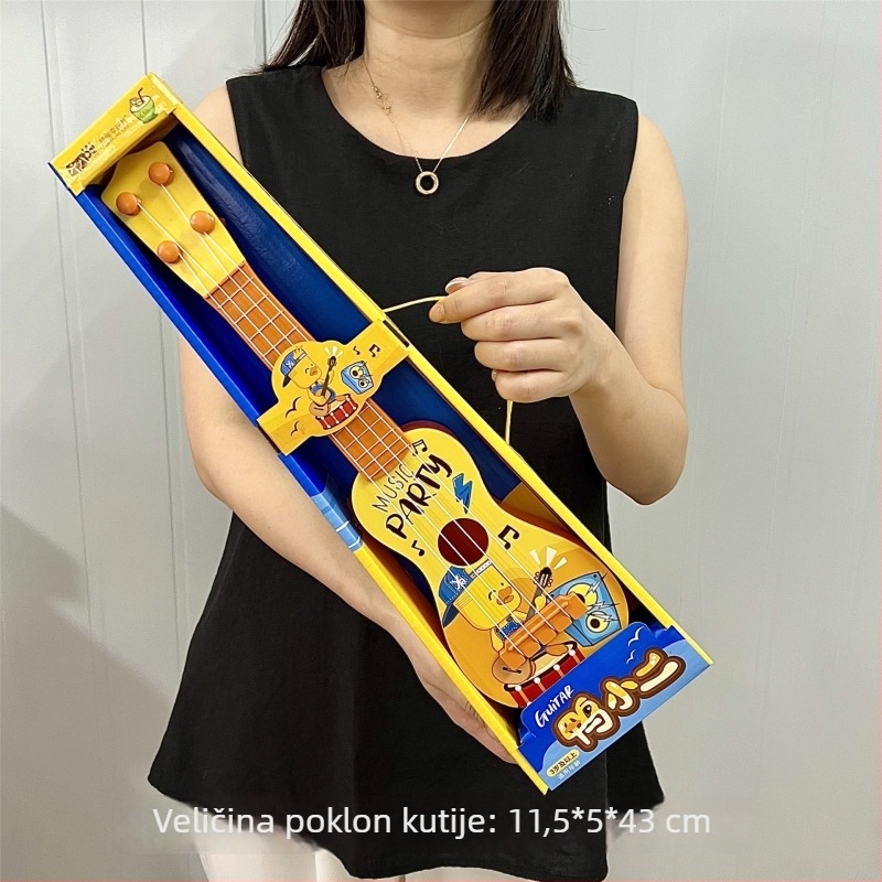Gitara oblik kartunska zvučna igračka za djecu, rani obrazovni instrument, interaktivna igračka koja razvija emocije, vid i kogniciju, uzrast 4–6 godina