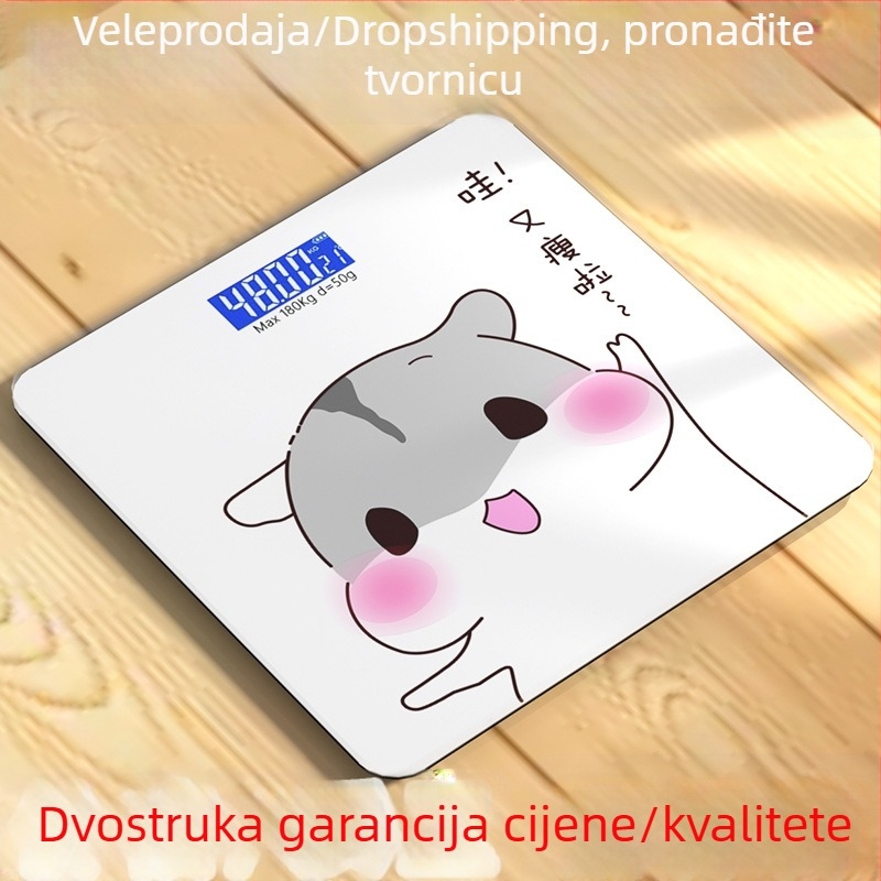 SNH-301 Digitalna vaga s kvadratnom pločom od kaljenog stakla, LCD zaslon, napajanje baterijom, mjerenje tjelesne težine i temperature