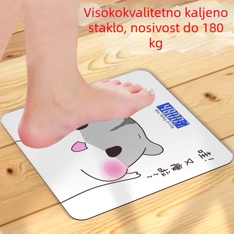 SNH-301 Digitalna vaga s kvadratnom pločom od kaljenog stakla, LCD zaslon, napajanje baterijom, mjerenje tjelesne težine i temperature