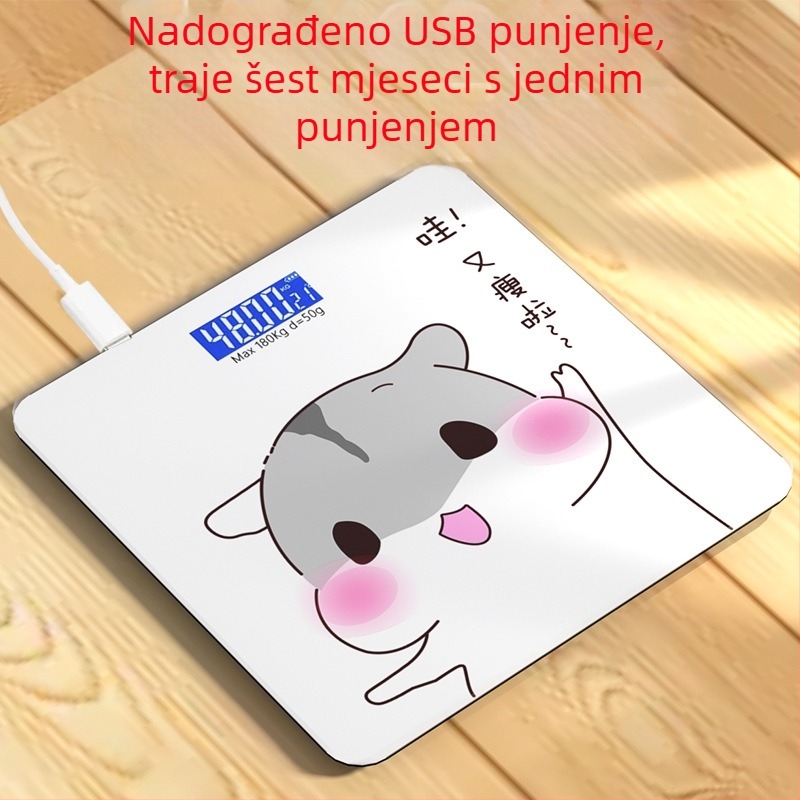 SNH-301 Digitalna vaga s kvadratnom pločom od kaljenog stakla, LCD zaslon, napajanje baterijom, mjerenje tjelesne težine i temperature