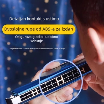 Harmonika, 28 rupa polifonična u ključu C, model GG28A, kućište od smole, bakrena ploča s krom završnim premazom, zvučne rupe od smole