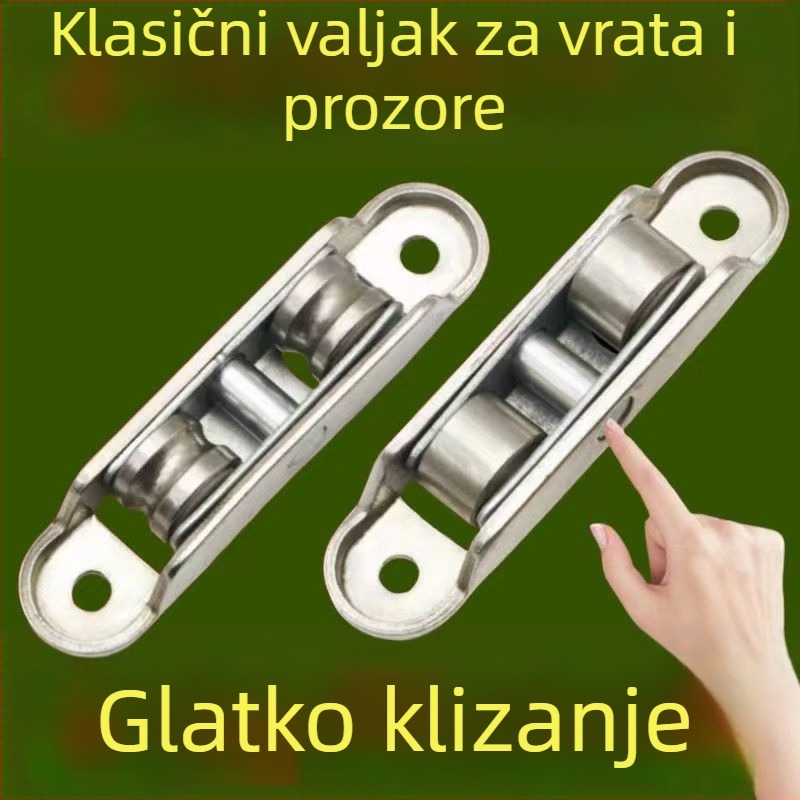Ležaj za vrata i prozore od plastiko-čeličnog materijala, dvostruki kotač, tih, ravna utor, iglični ležaj, univerzalni tip