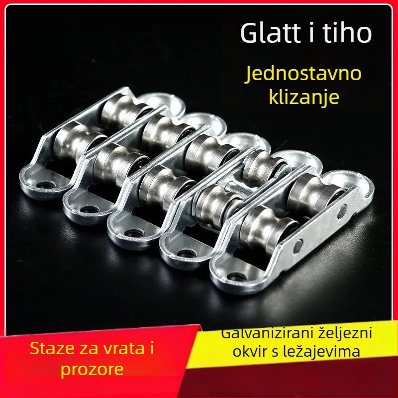 Ležaj za vrata i prozore od plastiko-čeličnog materijala, dvostruki kotač, tih, ravna utor, iglični ležaj, univerzalni tip