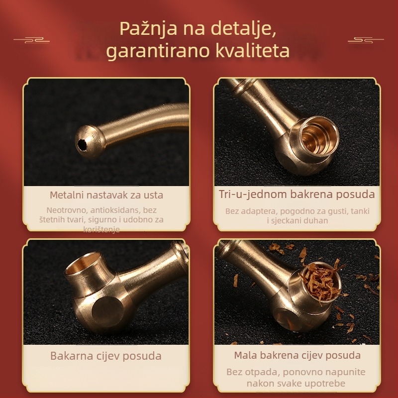 Metalna lula za duhan, ponovno upotrebljiva, dizajn s tri namjene, minimalistički stil, mogućnost prilagodbe