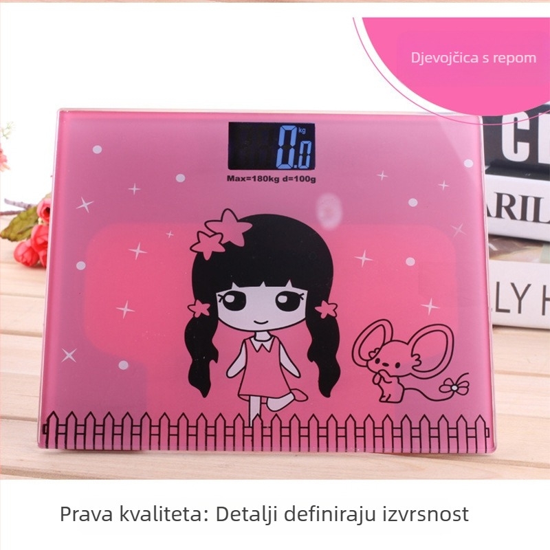 Vaga za mjerenje tjelesne težine za kućnu upotrebu — dizajn karikature za dar, klasični četverokutni oblik, mogućnost tiskanja logotipa, napajanje baterijama, maksimalna nosivost 180 kg