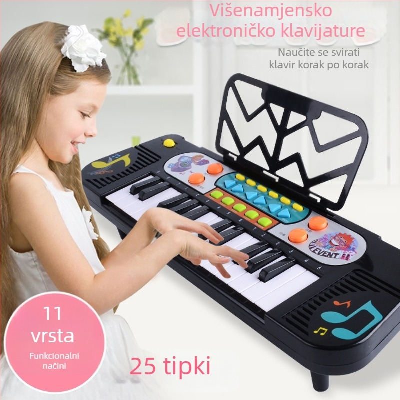 Dječja elektronička tipkovnica igračka, 37 tipki, dvostruki način rada, početnički instrument (uzrast 4–6 godina; 3C potvrda)