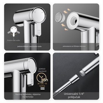Jomoo kutni ventil za WC, adapter s jednim ulazom i dva izlaza, veliki protok, model 70495, ugradnja navojem, aluminijska legura, moderan stil