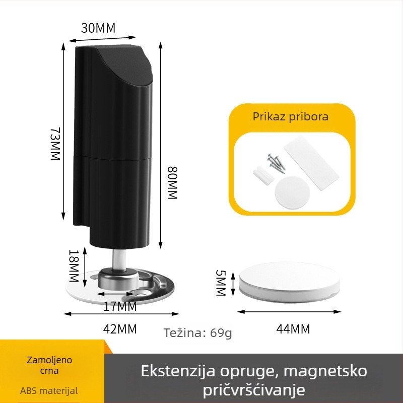 Zastita vrata s podnim usisavanjem, ABS materijal, elektropalirani završetak, ugrađena montaža, magnetsko držanje