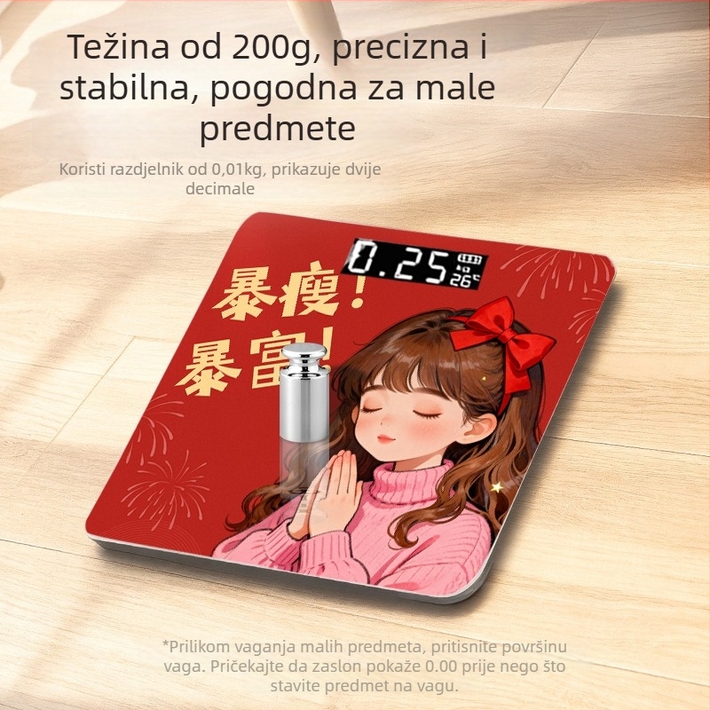 Vaga za tjelesnu masnoću - mjeri tjelesnu težinu, masnoću, kalorije i sadržaj vode (USB punjenje; max 360 jin)