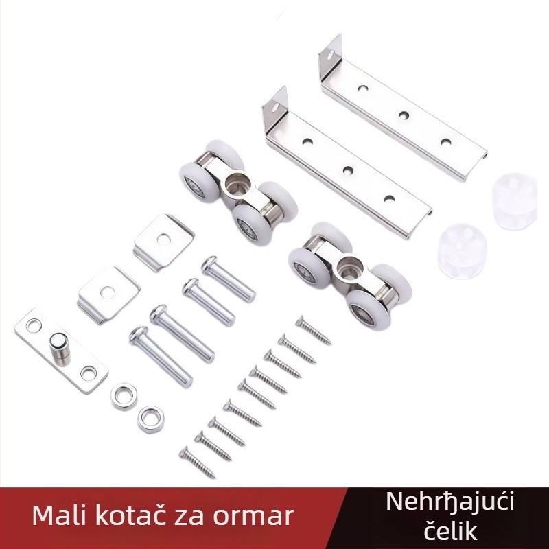 Nerđajući čelik, tih set od četiri mala visića kotačića za klizna vrata, OEM