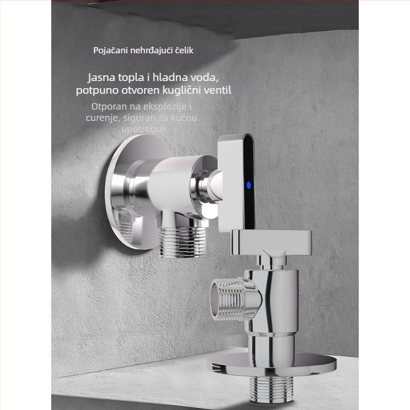 Kutni kuglični ventil visokog protoka, unutarnji promjer 20 mm, 201 nehrđajući čelik, zidni navoj, za slavinu