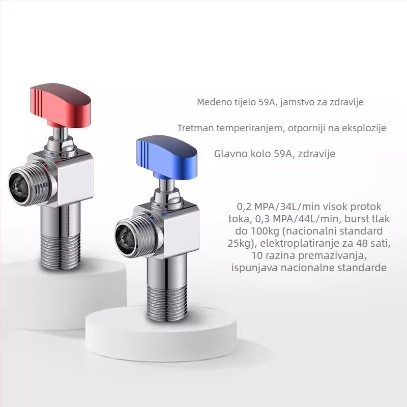Mesingov kutni ventil velikog protoka, zidni ugradbeni, radni tlak 1,0 MPa, pogodan za kupaonicu, kuhinju i balkon