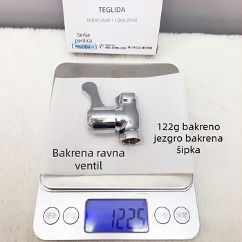 Bakreni ravni prolazni ventil s unutarnjim navojem i kutnim spojem za topli/hladno ulaz/izlaz, materijal bakar, unutarnji promjer 4, radni tlak 1.0, neto težina 130