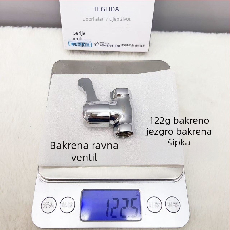Bakreni ravni prolazni ventil s unutarnjim navojem i kutnim spojem za topli/hladno ulaz/izlaz, materijal bakar, unutarnji promjer 4, radni tlak 1.0, neto težina 130