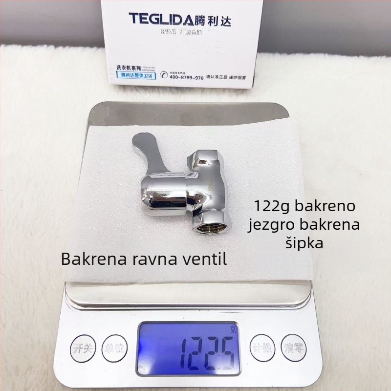 Bakreni ravni prolazni ventil s unutarnjim navojem i kutnim spojem za topli/hladno ulaz/izlaz, materijal bakar, unutarnji promjer 4, radni tlak 1.0, neto težina 130