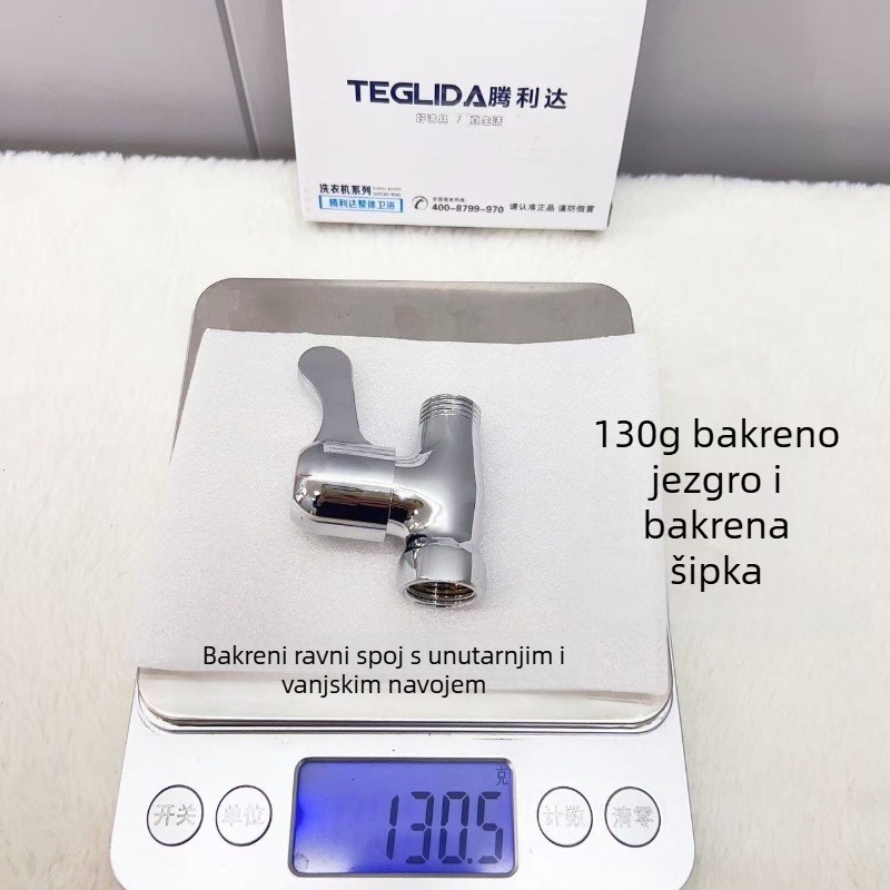 Bakreni ravni prolazni ventil s unutarnjim navojem i kutnim spojem za topli/hladno ulaz/izlaz, materijal bakar, unutarnji promjer 4, radni tlak 1.0, neto težina 130