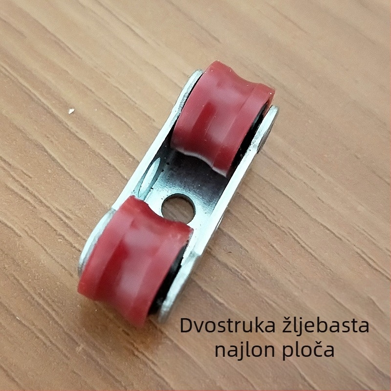 Rola za vrata i prozore s nylon dvostrukim kotačem, kugličnim ležajem i vodilicom kotača za mrežu s dijamantnim uzorkom