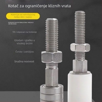 Vodič kotača za klizna vrata hladnjave sa bočnim vodilicama, zaštita od sudara i ograničivač, M10 osovina