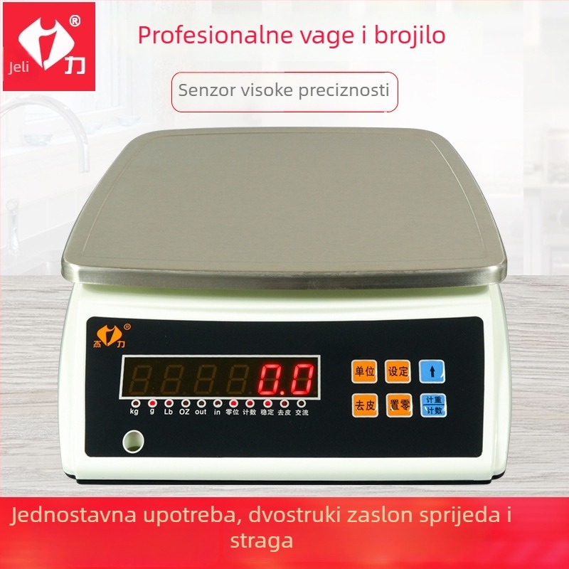 Elektronička vaga za vaganje i brojanje, model 810; raspon mjerenja 3 kg, 6 kg, 15 kg, 30 kg; dimenzije 28×34×12 cm; elektroničko mjerenje; punjiva baterija; višestruka namjena