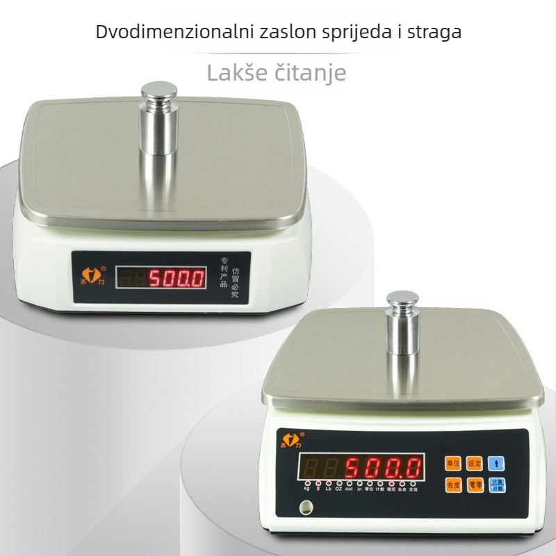 Elektronička vaga za vaganje i brojanje, model 810; raspon mjerenja 3 kg, 6 kg, 15 kg, 30 kg; dimenzije 28×34×12 cm; elektroničko mjerenje; punjiva baterija; višestruka namjena