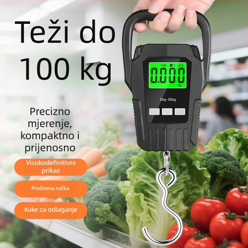 Tongyu 806 Prijenosne ručne elektroničke vage, kapacitet 50 kg, elektroničko mjerenje, napajane baterijama AA