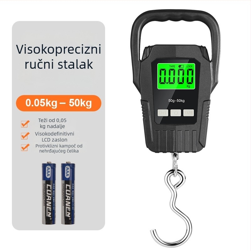 Tongyu 806 Prijenosne ručne elektroničke vage, kapacitet 50 kg, elektroničko mjerenje, napajane baterijama AA