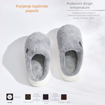 Unisex punjive grijane papuče s USB, baršunasti gornji dio, EVA đon