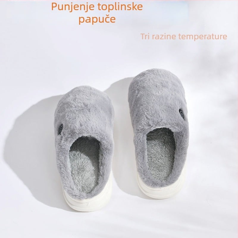 Unisex punjive grijane papuče s USB, baršunasti gornji dio, EVA đon