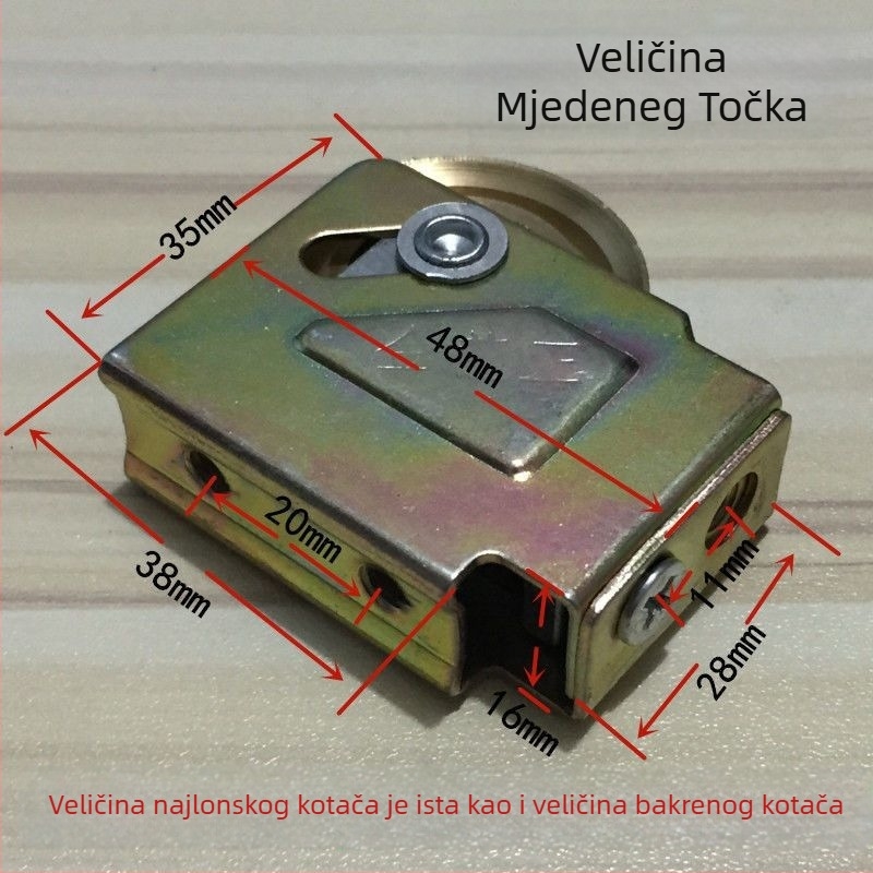 Hardver za klizna vrata i prozore, tip 73 s rolnim mehanizmom, aluminijska legura, starinski bakreni završetak, brend Unique