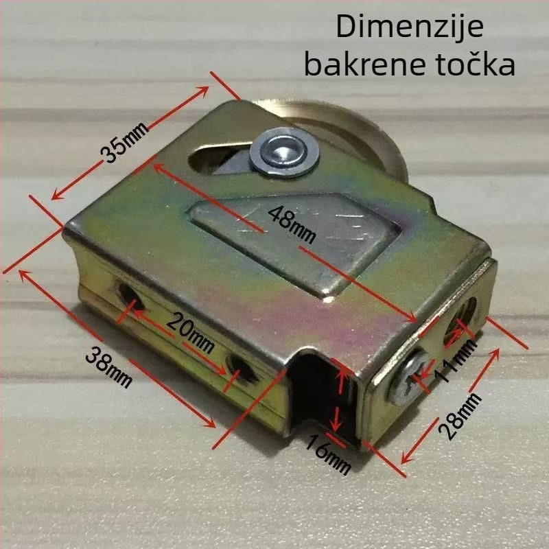 Hardver za klizna vrata i prozore, tip 73 s rolnim mehanizmom, aluminijska legura, starinski bakreni završetak, brend Unique