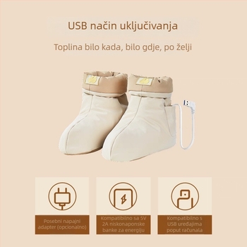 Unisex papuče s USB grijanjem, pamukasti gornji dio, s uključenom petom