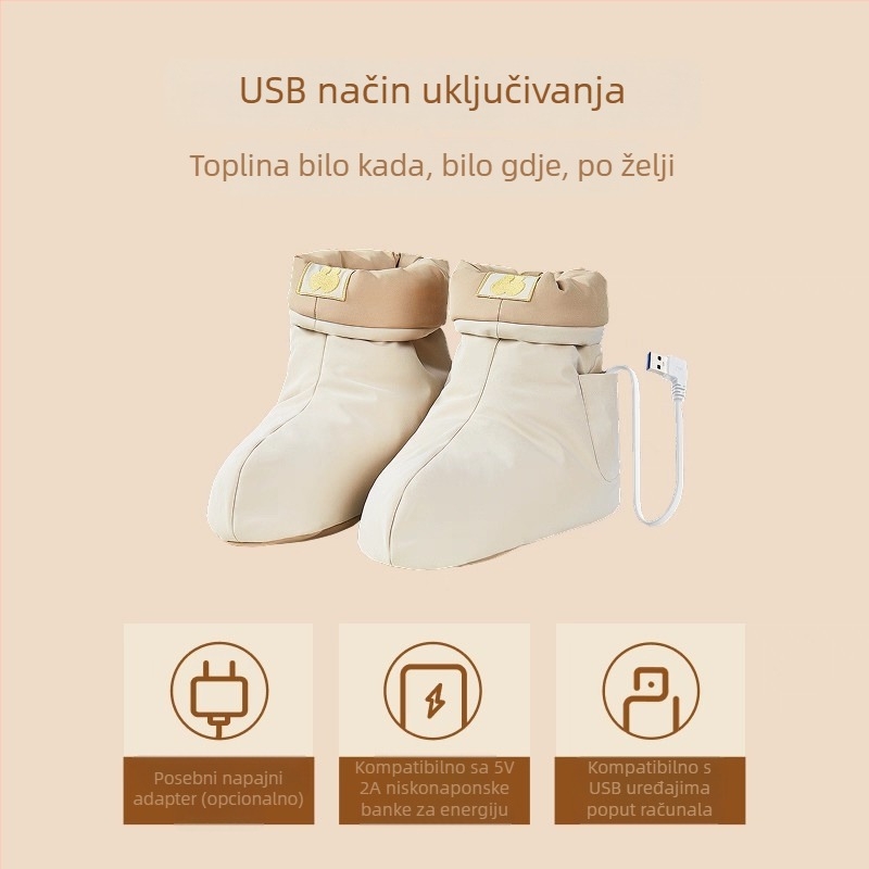 Unisex papuče s USB grijanjem, pamukasti gornji dio, s uključenom petom
